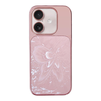 For iPhone 17 Butterfly Pattern Electroplated PC + Glass Phone Case - Purple - EDA009687215E