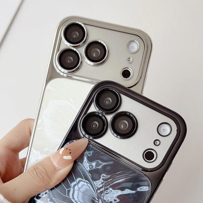 For iPhone 13 Butterfly Pattern Electroplated PC + Glass Phone Case - Green - EDA009687209D