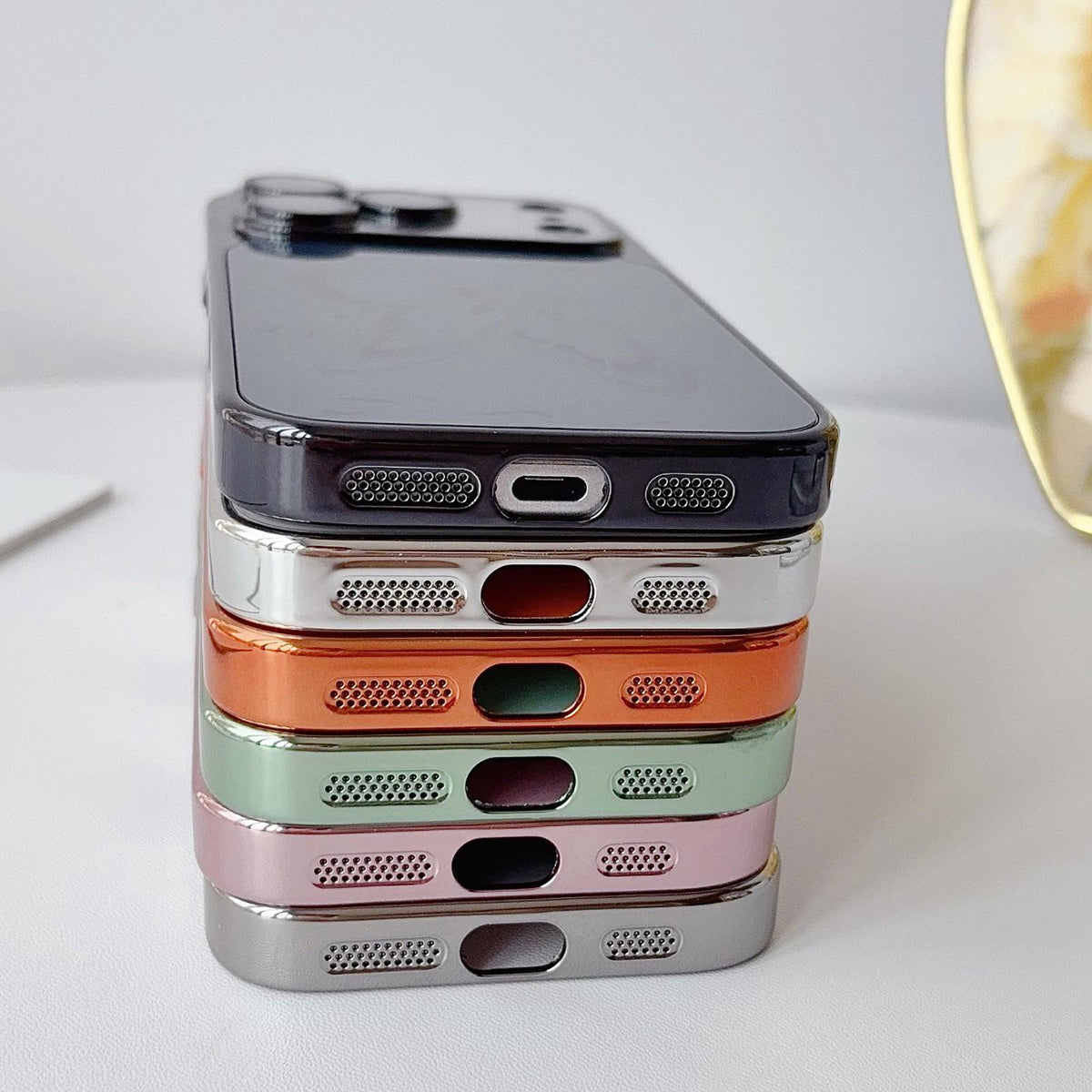 For iPhone 15 Butterfly Pattern Electroplated PC + Glass Phone Case - Gray - EDA009687203A