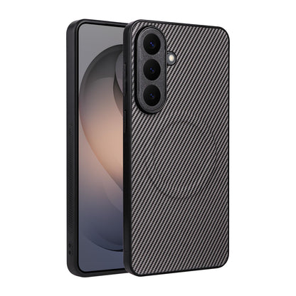 For Galaxy S24 5G Precise Cutout Carbon Fiber Texture Vegan Leather Phone Case - Grey - EDA009687304C