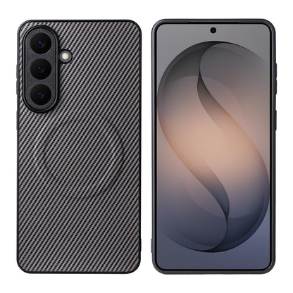 For Galaxy S24 5G Precise Cutout Carbon Fiber Texture Vegan Leather Phone Case - Grey - EDA009687304C