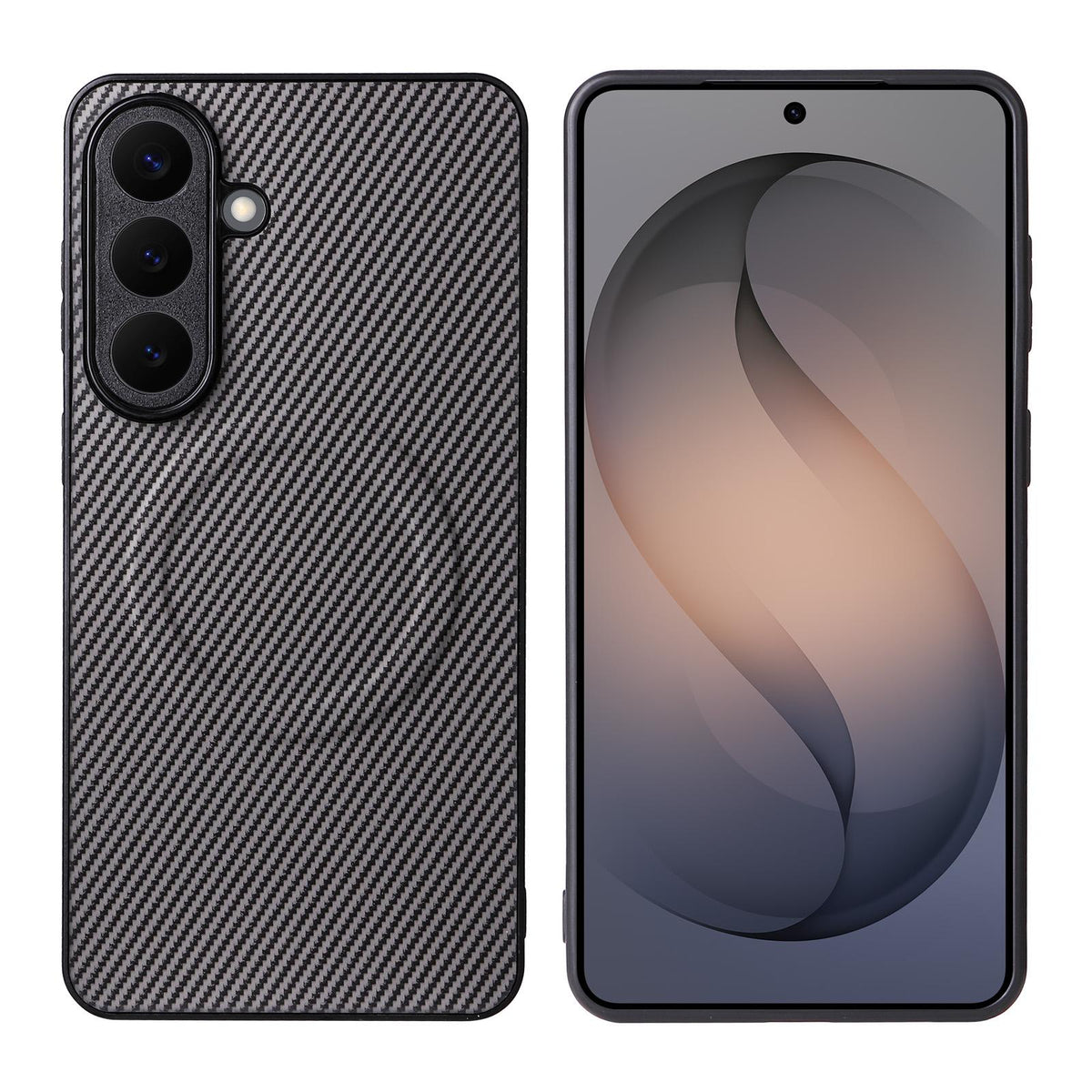 For Galaxy S26+ 5G Precise Cutout Carbon Fiber Texture Vegan Leather Phone Case - Grey - EDA009687309C