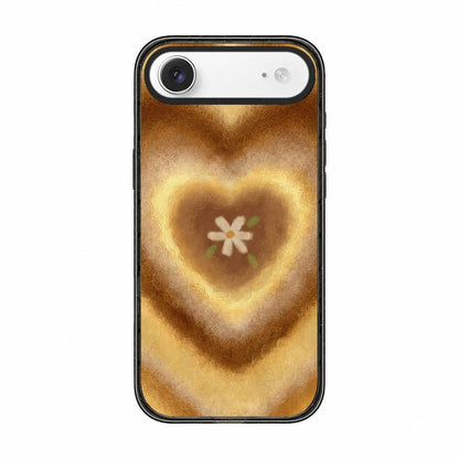 For iPhone Air Felt Checkered Floral Acrylic TPU Phone Case - Caramel Brown Heart - EDA009687404C