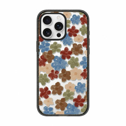 For iPhone 16 Pro Felt Checkered Floral Acrylic TPU Phone Case - Morandi Floral - EDA009687406A