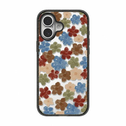 For iPhone 16 Felt Checkered Floral Acrylic TPU Phone Case - Morandi Floral - EDA009687408A