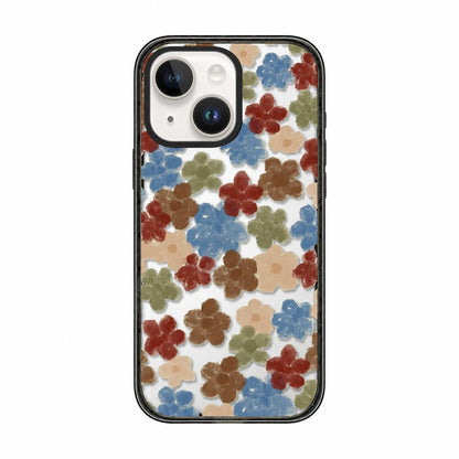 For iPhone 14 Felt Checkered Floral Acrylic TPU Phone Case - Morandi Floral - EDA009687414A