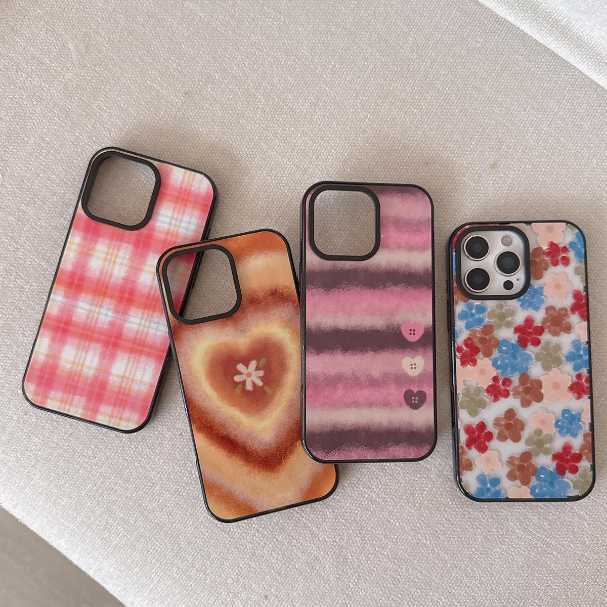 For iPhone Air Felt Checkered Floral Acrylic TPU Phone Case - Morandi Floral - EDA009687404A