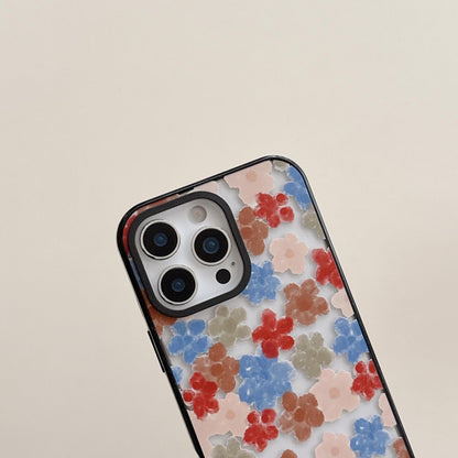 For iPhone 16 Felt Checkered Floral Acrylic TPU Phone Case - Morandi Floral - EDA009687408A