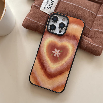 For iPhone 13 Pro Felt Checkered Floral Acrylic TPU Phone Case - Morandi Floral - EDA009687418A