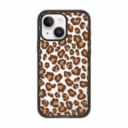 For iPhone 15 Leopard Print Bow Print transparent Acrylic TPU Phone Case - Caramel Brown Leopard - EDA009687712C