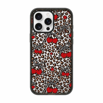 For iPhone 12 Pro Max Leopard Print Bow Print transparent Acrylic TPU Phone Case - Leopard Cherry - EDA009687721D