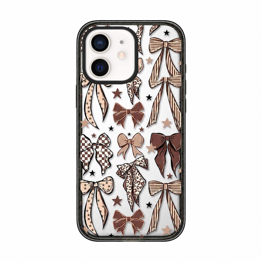 For iPhone 11 Leopard Print Bow Print transparent Acrylic TPU Phone Case - Caramel Brown Bow - EDA009687723B