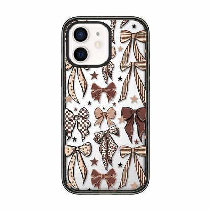 For iPhone 11 Leopard Print Bow Print transparent Acrylic TPU Phone Case - Caramel Brown Bow - EDA009687723B