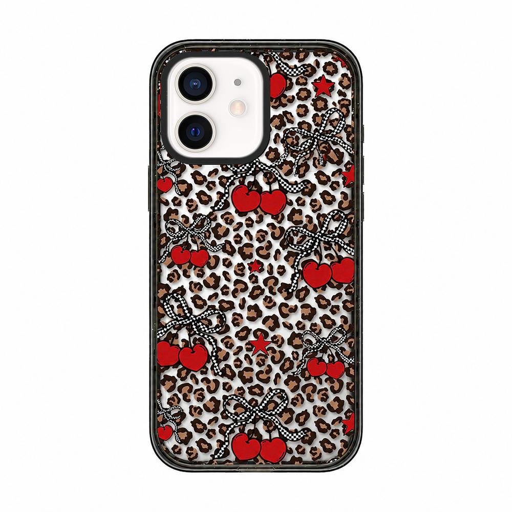 For iPhone 11 Leopard Print Bow Print transparent Acrylic TPU Phone Case - Leopard Cherry - EDA009687723D