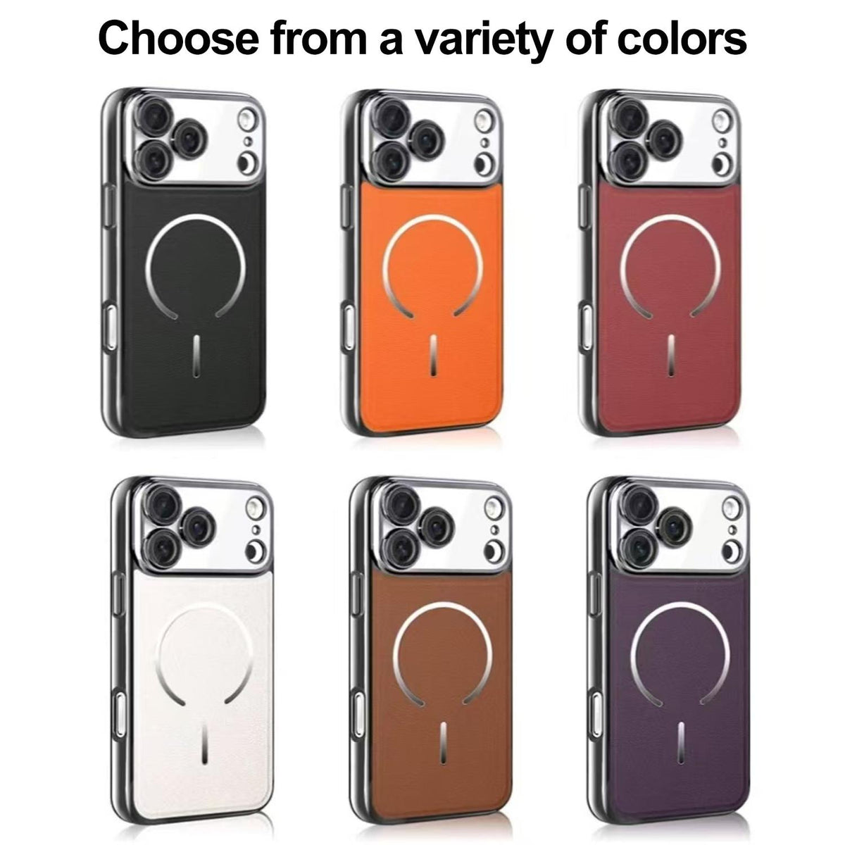 For iPhone 17 Pro Max Electroplated Magnetic Ring PC + Vegan Leather Phone Case - Purple - EDA009688301D