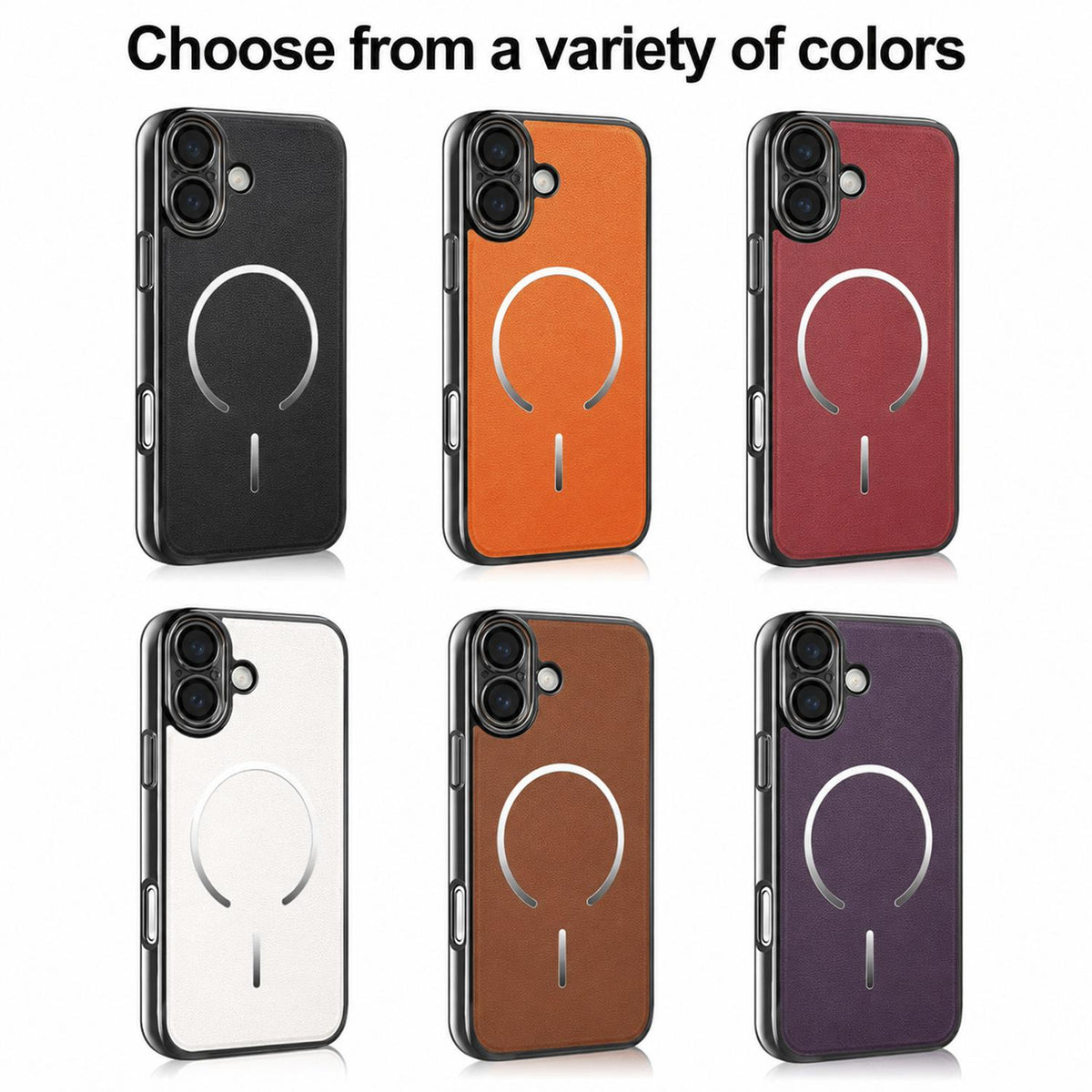 For iPhone 17 Electroplated Magnetic Ring PC + Vegan Leather Phone Case - Purple - EDA009688302D