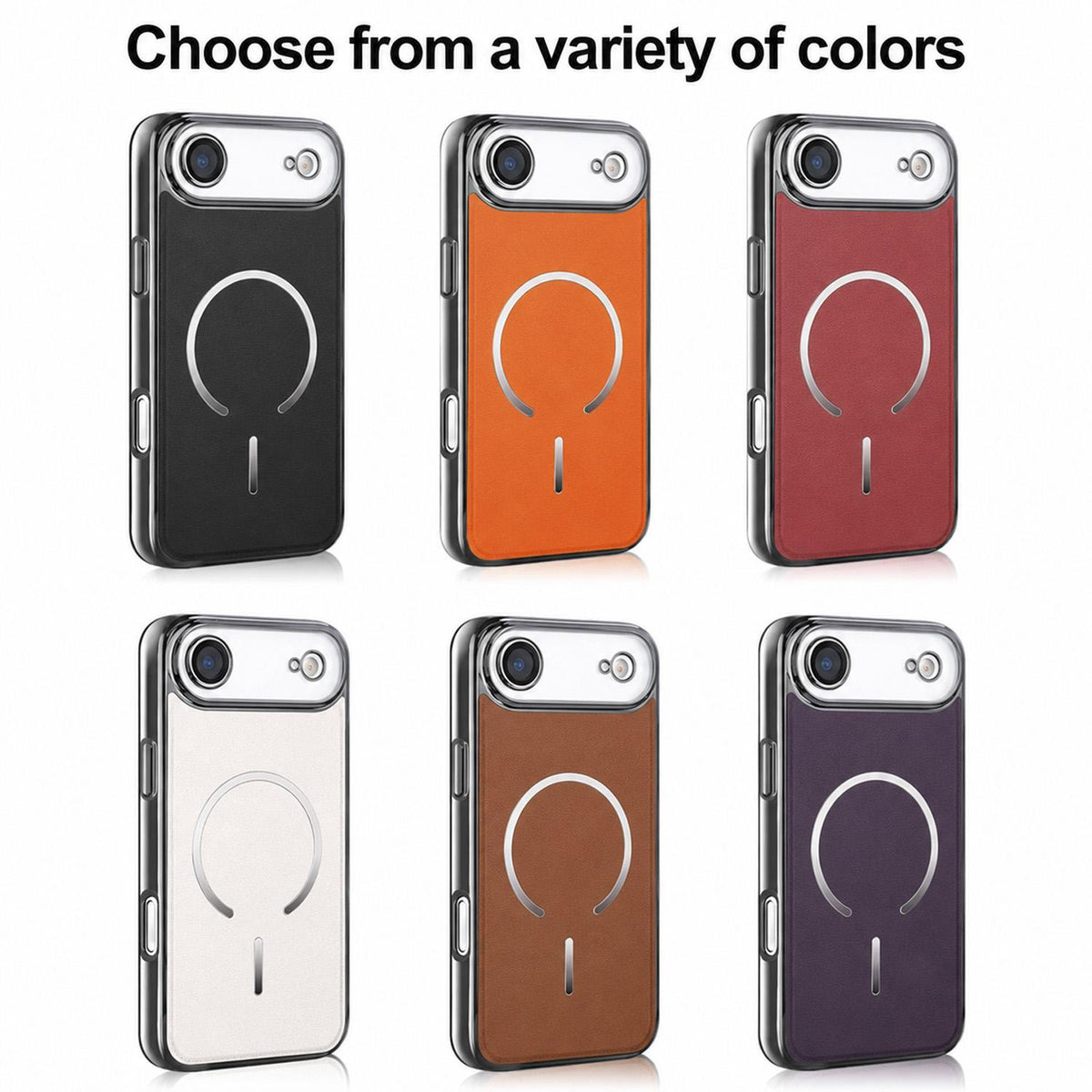 For iPhone Air Electroplated Magnetic Ring PC + Vegan Leather Phone Case - Red - EDA009688303F