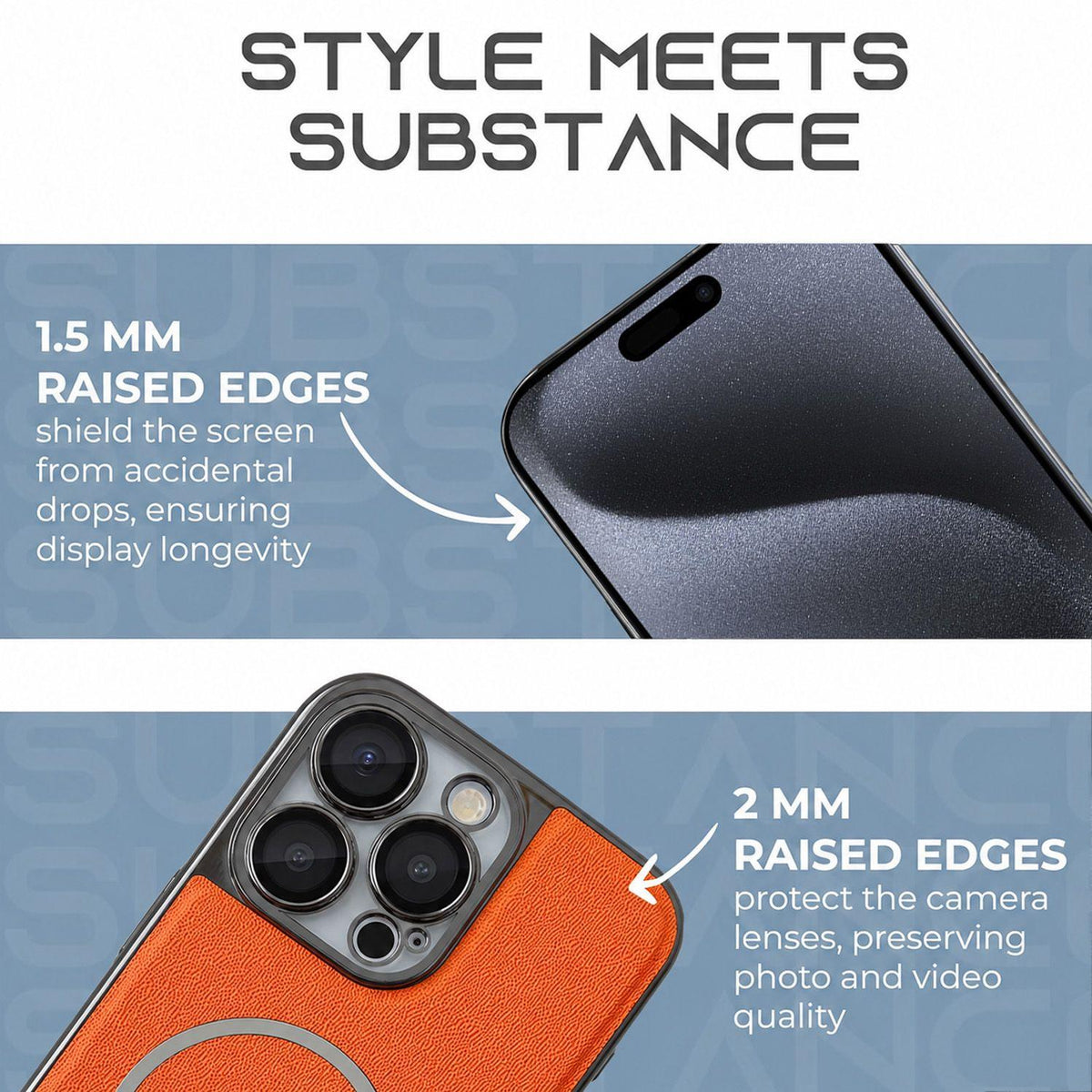 For iPhone 15 Pro Max Electroplated Magnetic Ring PC + Vegan Leather Phone Case - Red - EDA009688305F