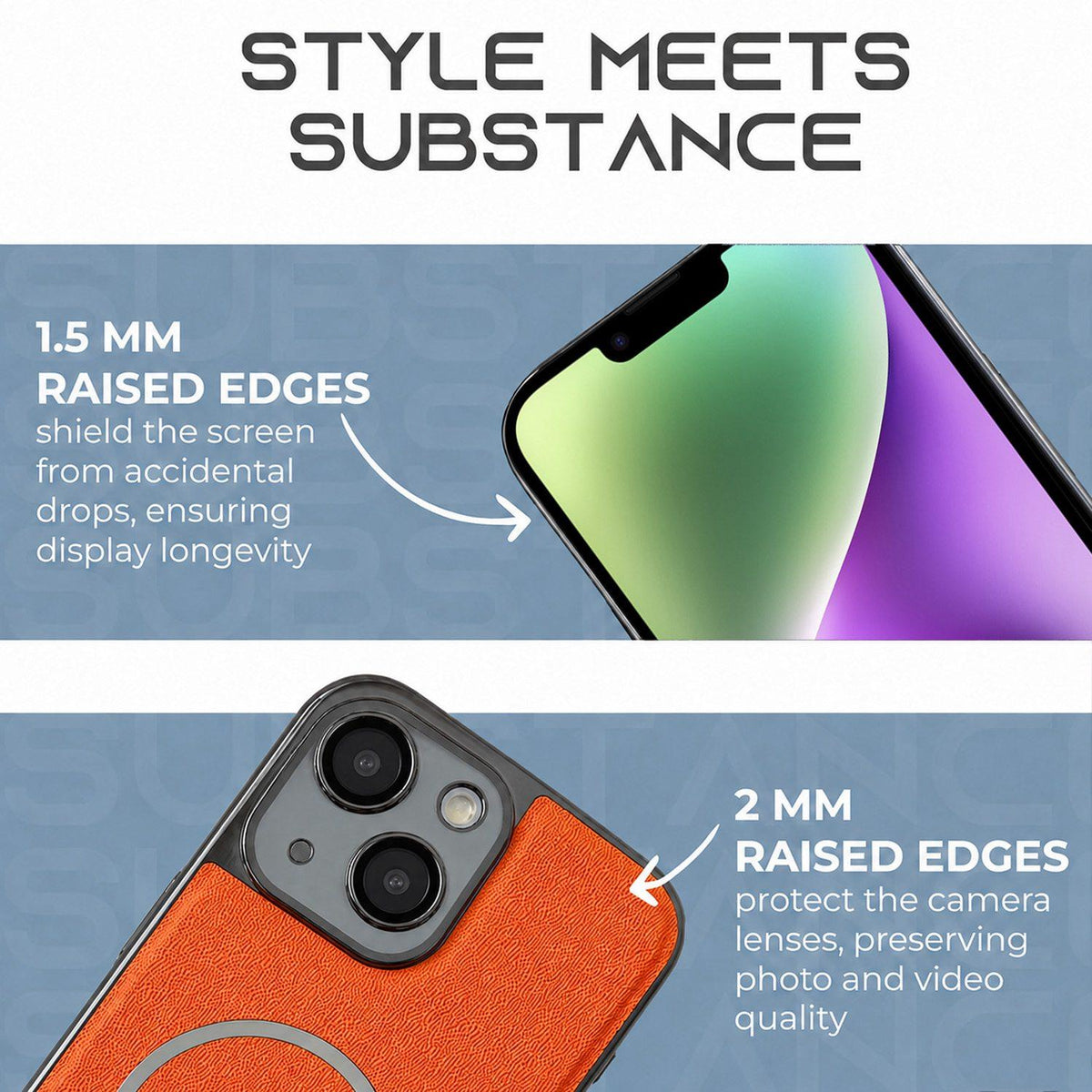 For iPhone 14 Electroplated Magnetic Ring PC + Vegan Leather Phone Case - Purple - EDA009688310D