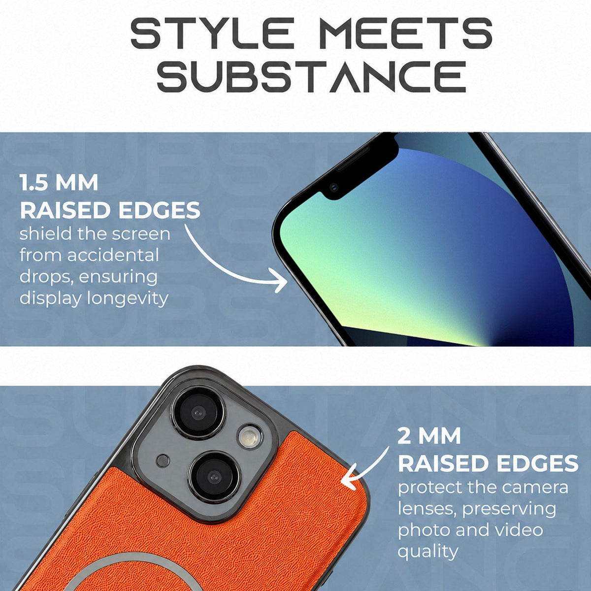 For iPhone 13 Electroplated Magnetic Ring PC + Vegan Leather Phone Case - White - EDA009688315C