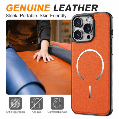 For iPhone 12 Pro Max Electroplated Magnetic Ring PC + Vegan Leather Phone Case - White - EDA009688317C