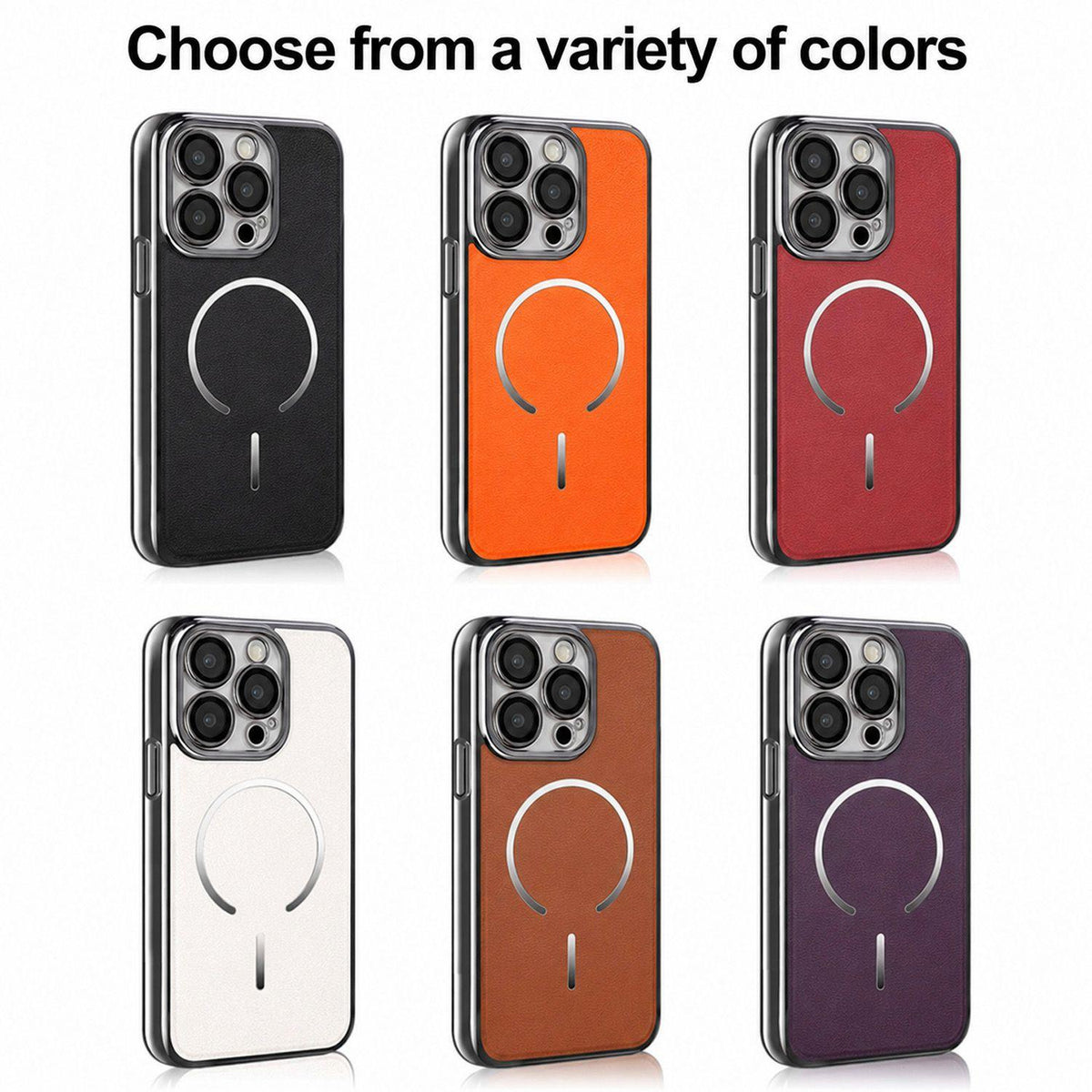 For iPhone 12 Pro Max Electroplated Magnetic Ring PC + Vegan Leather Phone Case - Purple - EDA009688317D
