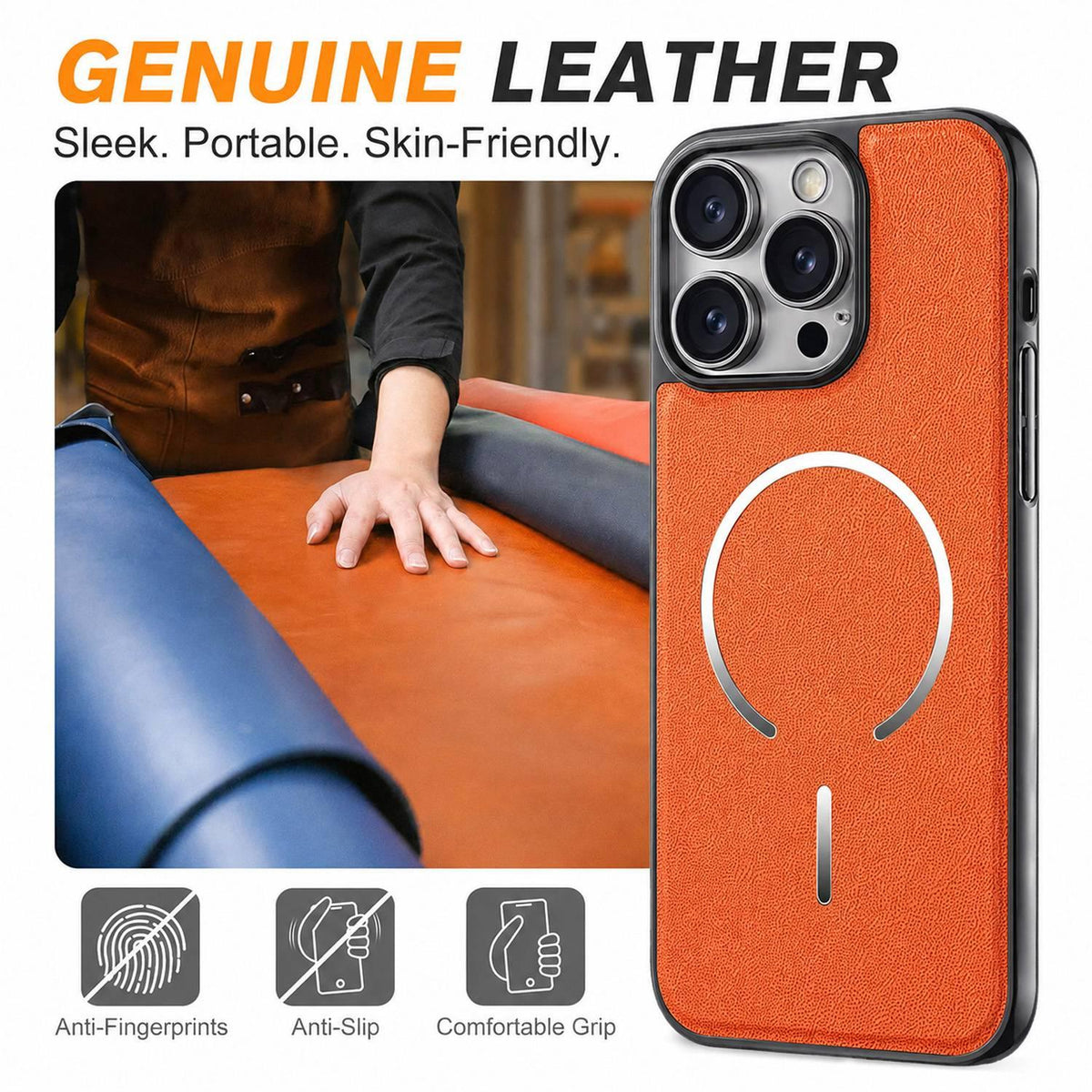 For iPhone 12 Pro Max Electroplated Magnetic Ring PC + Vegan Leather Phone Case - Red - EDA009688317F