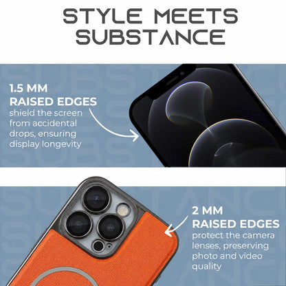 For iPhone 12 Pro Electroplated Magnetic Ring PC + Vegan Leather Phone Case - Purple - EDA009688318D
