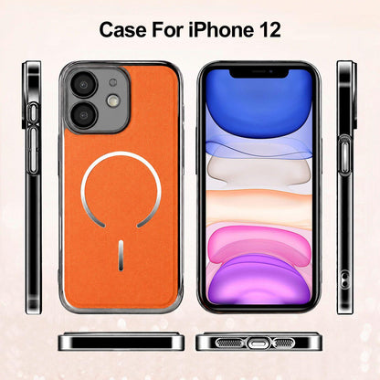 For iPhone 11 Electroplated Magnetic Ring PC + Vegan Leather Phone Case - Purple - EDA009688319D