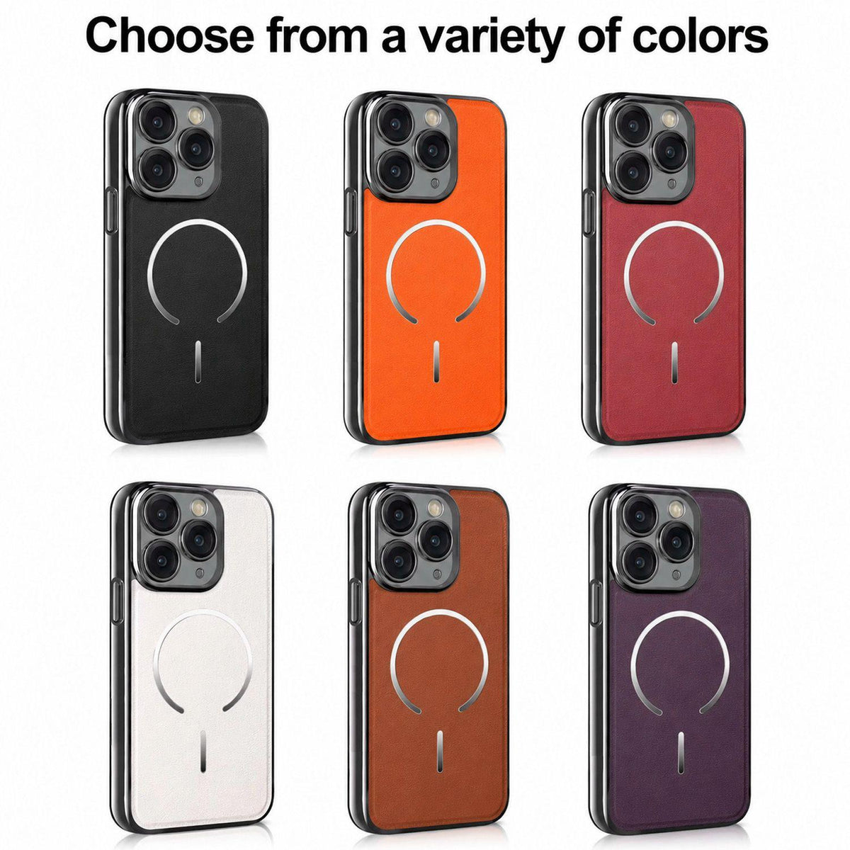For iPhone 11 Pro Electroplated Magnetic Ring PC + Vegan Leather Phone Case - Black - EDA009688320A