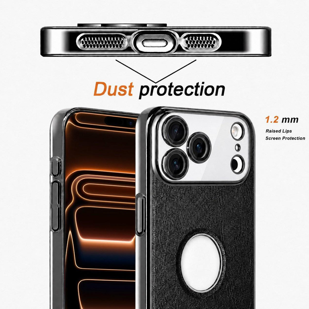 For iPhone 17 Pro Max Cowhide Texture Electroplated Frame PC + Vegan Leather Phone Case - White - EDA009689001B