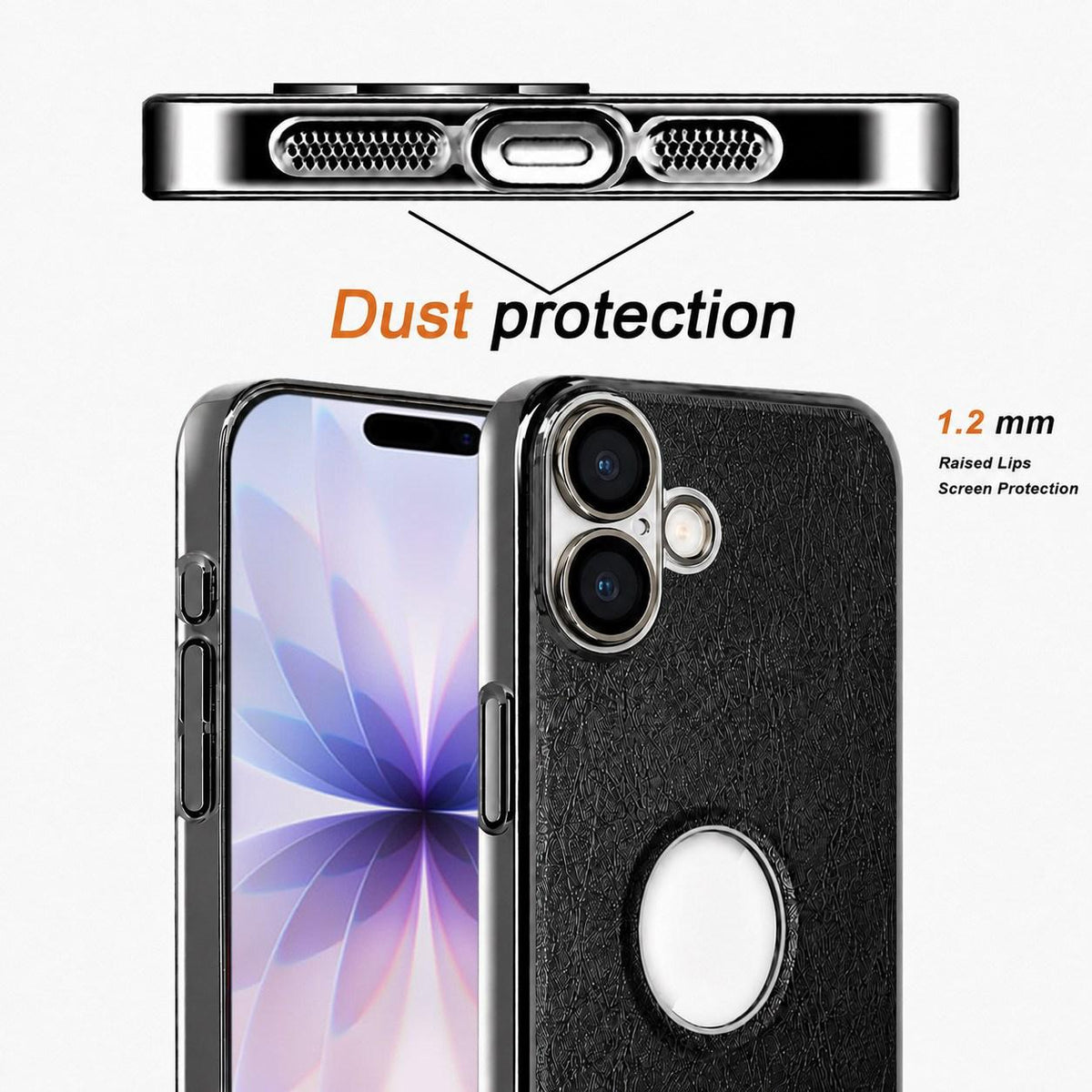 For iPhone 17 Cowhide Texture Electroplated Frame PC + Vegan Leather Phone Case - White - EDA009689003B