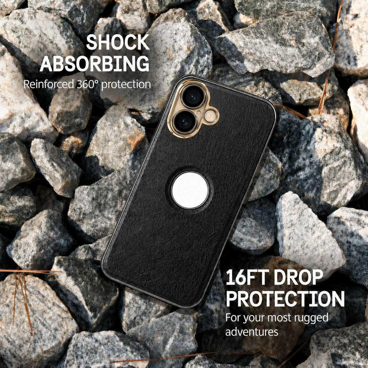 For iPhone 17 Cowhide Texture Electroplated Frame PC + Vegan Leather Phone Case - White - EDA009689003B