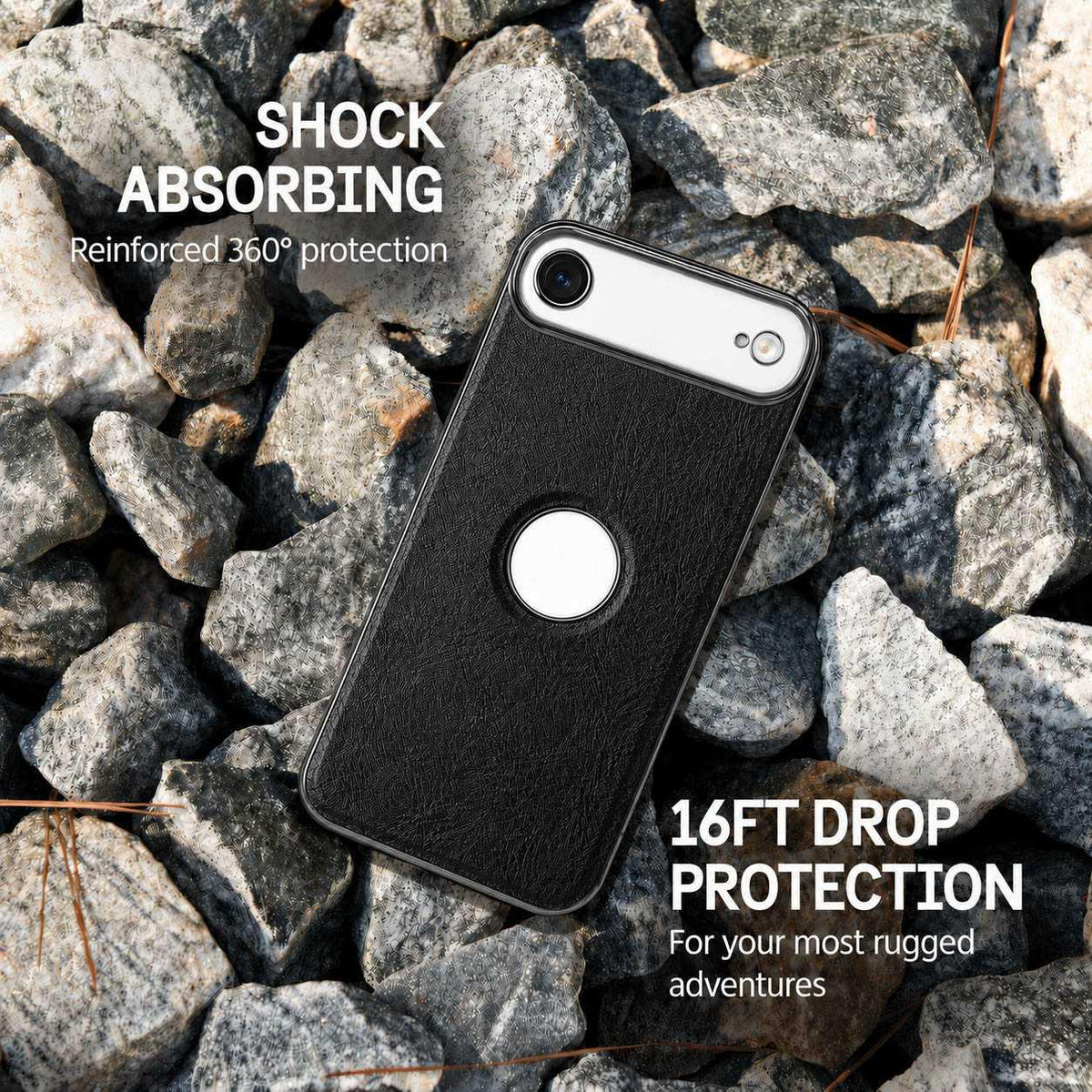 For iPhone Air Cowhide Texture Electroplated Frame PC + Vegan Leather Phone Case - White - EDA009689004B