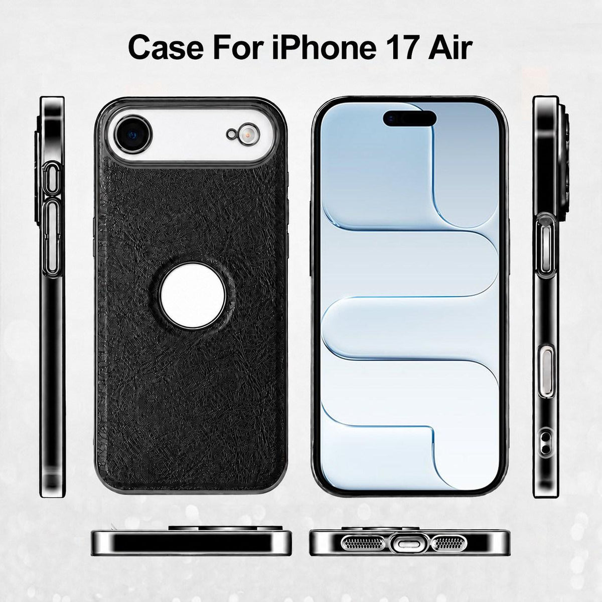 For iPhone Air Cowhide Texture Electroplated Frame PC + Vegan Leather Phone Case - Brown - EDA009689004D
