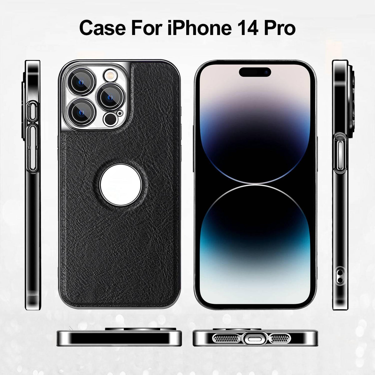 For iPhone 14 Pro Cowhide Texture Electroplated Frame PC + Vegan Leather Phone Case - Brown - EDA009689015D