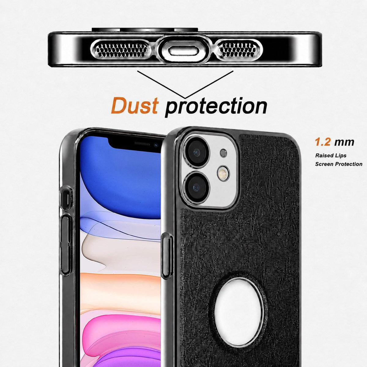 For iPhone 11 Cowhide Texture Electroplated Frame PC + Vegan Leather Phone Case - Brown - EDA009689023D