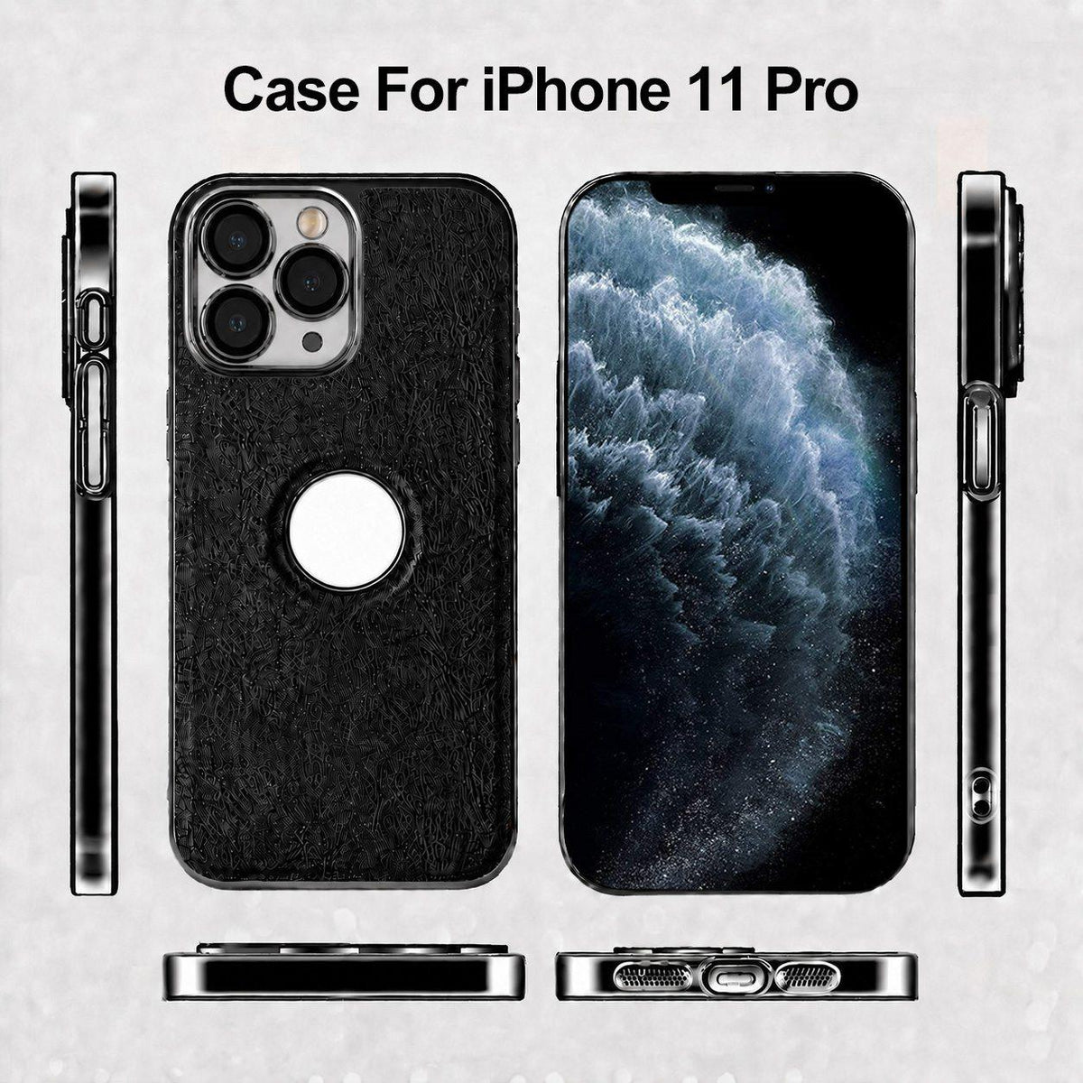 For iPhone 11 Pro Cowhide Texture Electroplated Frame PC + Vegan Leather Phone Case - Brown - EDA009689024D