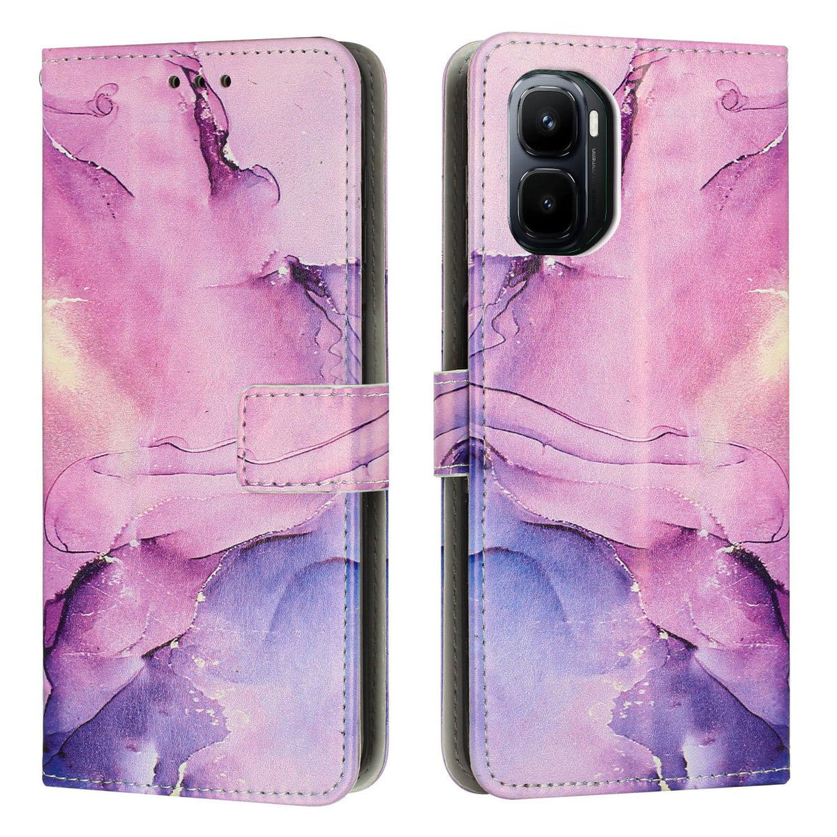For Infinix GT 50 Pro 5G Painted Marble Pattern Leather Phone Case - Purple - EDA009689101A