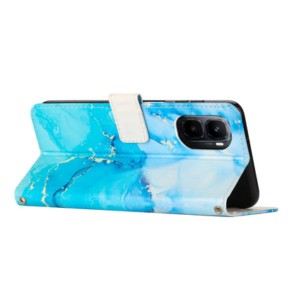 For Infinix GT 50 Pro 5G Painted Marble Pattern Leather Phone Case - Blue Green - EDA009689101B