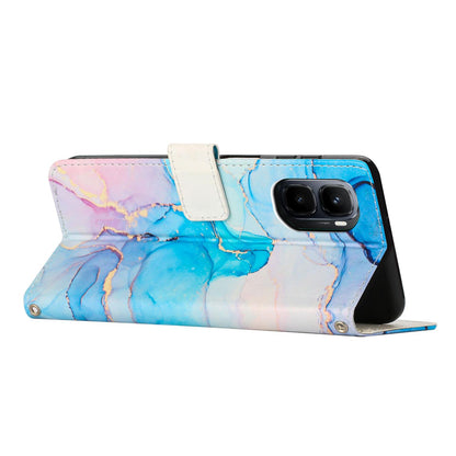 For Infinix GT 50 Pro 5G Painted Marble Pattern Leather Phone Case - Pink Green - EDA009689101C