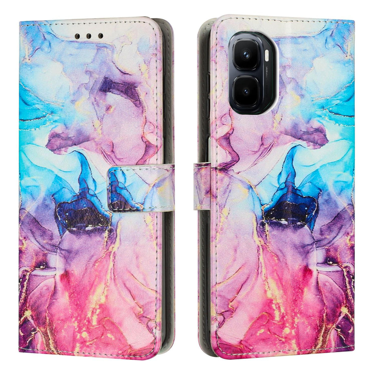 For Infinix GT 50 Pro 5G Painted Marble Pattern Leather Phone Case - Pink Purple - EDA009689101E