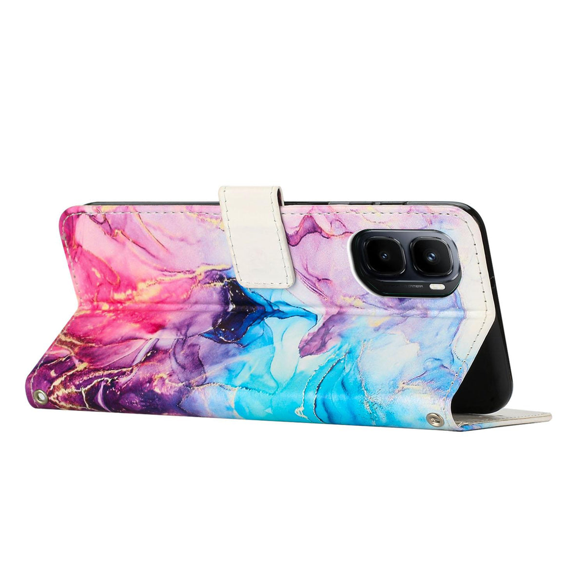 For Infinix GT 50 Pro 5G Painted Marble Pattern Leather Phone Case - Pink Purple - EDA009689101E