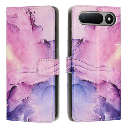 For Tecno Spark 50 5G Painted Marble Pattern Leather Phone Case - Purple - EDA009689201A