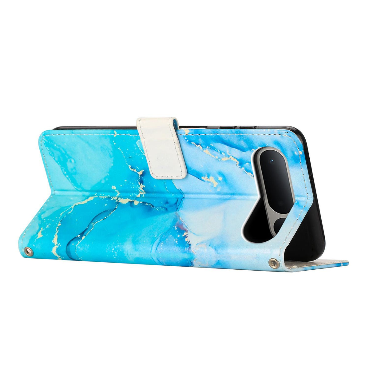 For Tecno Spark 50 5G Painted Marble Pattern Leather Phone Case - Blue Green - EDA009689201B