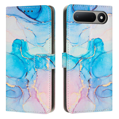 For Tecno Spark 50 5G Painted Marble Pattern Leather Phone Case - Pink Green - EDA009689201C