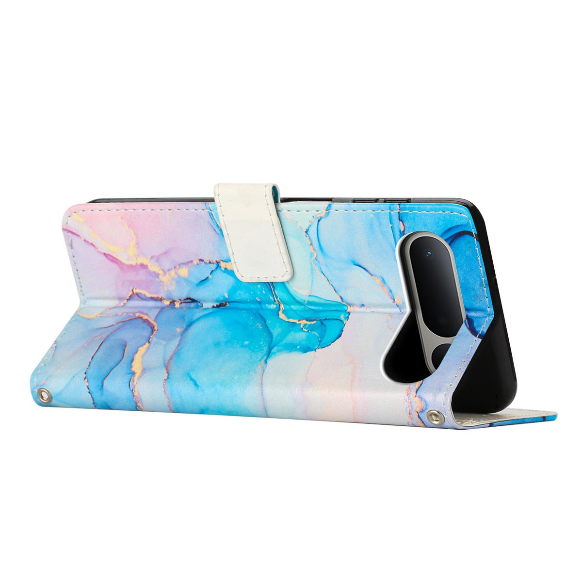 For Tecno Spark 50 5G Painted Marble Pattern Leather Phone Case - Pink Green - EDA009689201C