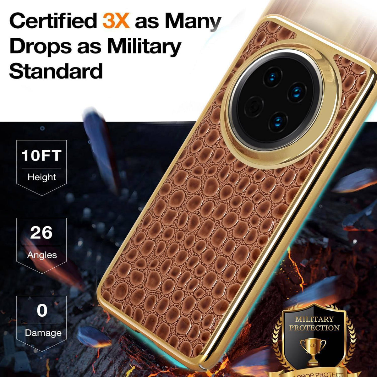 For Huawei Mate 30 Pearl Crocodile Texture Electroplated Frame PC + Vegan Leather Phone Case - Green - EDA009690201D
