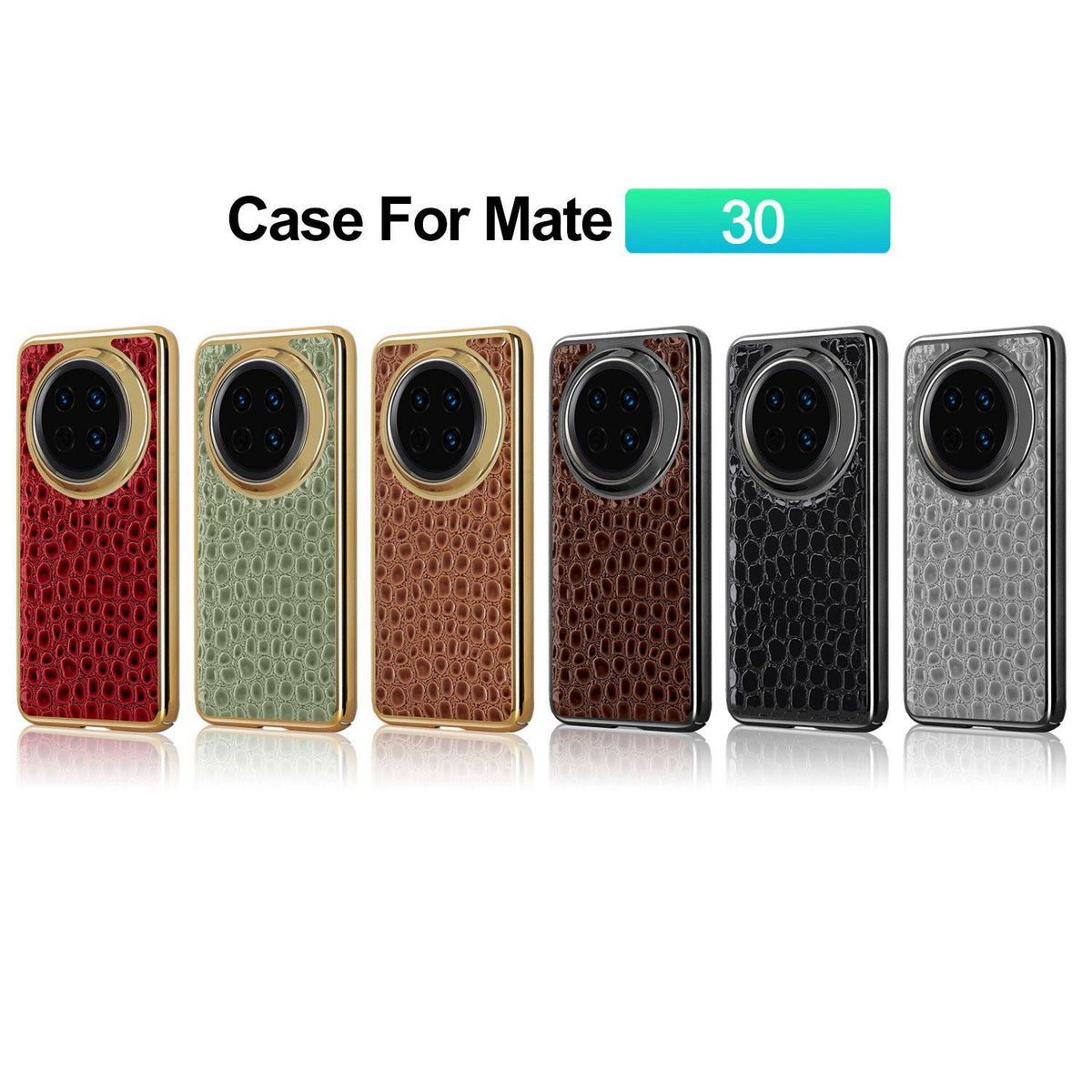 For Huawei Mate 30 Pearl Crocodile Texture Electroplated Frame PC + Vegan Leather Phone Case - Red - EDA009690201F