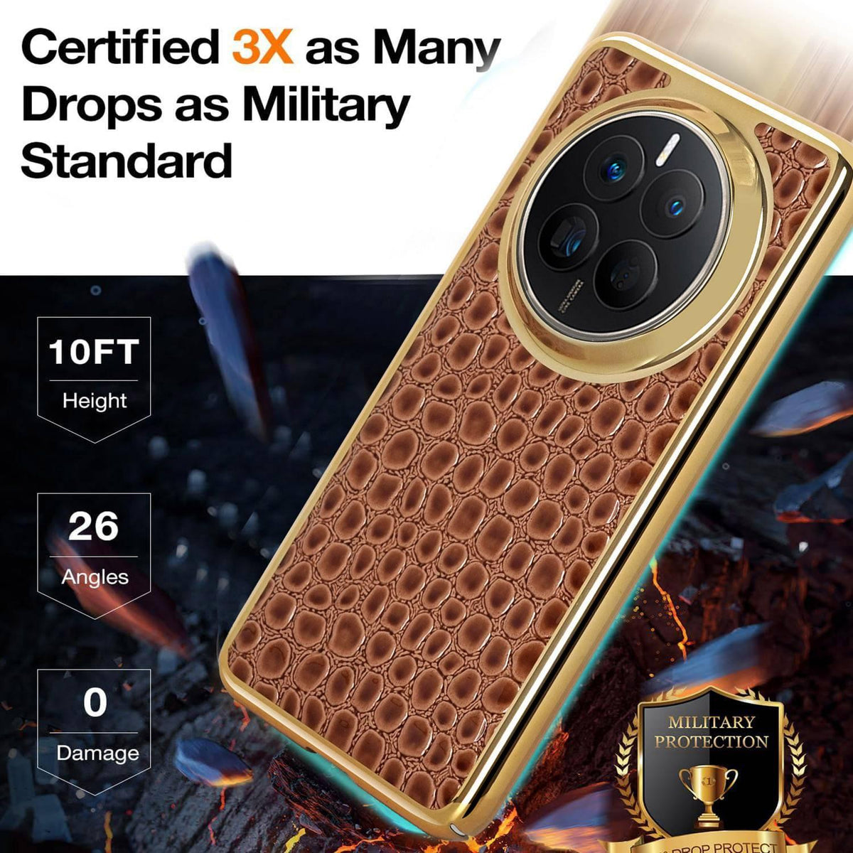 For Huawei Mate 50 Pearl Crocodile Texture Electroplated Frame PC + Vegan Leather Phone Case - Green - EDA009690205D